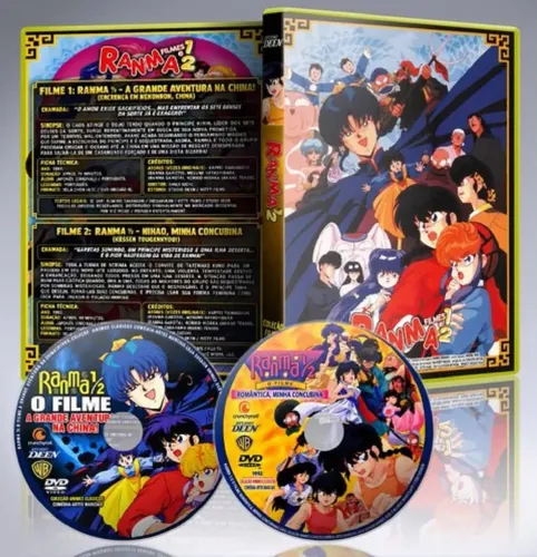 RANMA 1/2 FILME 1 E FILME 2 DVD COM LUVA