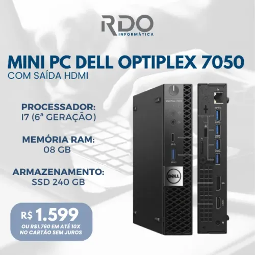 OptiPlex Dell 7050 I7 6ª PC com saída HDMI SSD 240GB