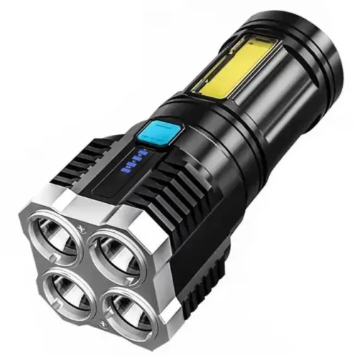 Super Lanterna Led Portátil Recarregável Usb C/ 4 Leds