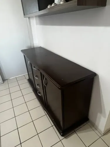 Gaveteiro Buffet Marrom 153x43 com 4 Gavetas e 2 Portas