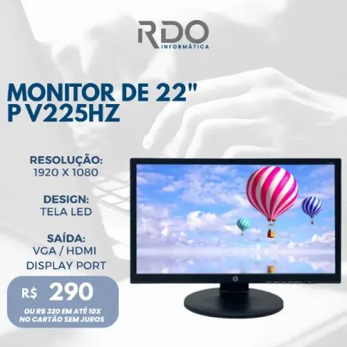 Monitor HP 22" LED Full HD 1920x1080 VGA HDMI DP - Monitor potente & barato