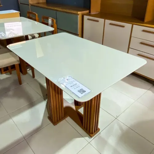 ? MESA FLORENÇA 120x80 COM VIDRO | MODERNA | LJ MÓVEIS