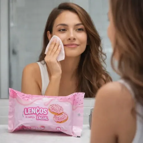 Lenço Demaquilante 4 em 1 Limpeza profunda Remove Make Hidrata Pele Sem álcool Uso diário.