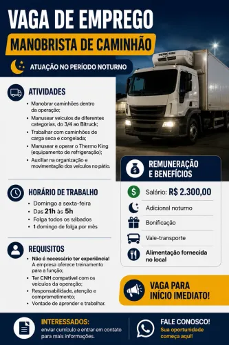 Vaga de emprego manobrista