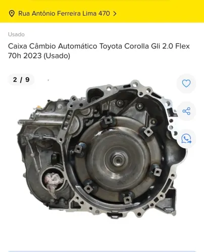 CAIXA CÂMBIO AUTOMÁTICO TOYOTA COROLLA GLI 2.0 FLEX 2023 
