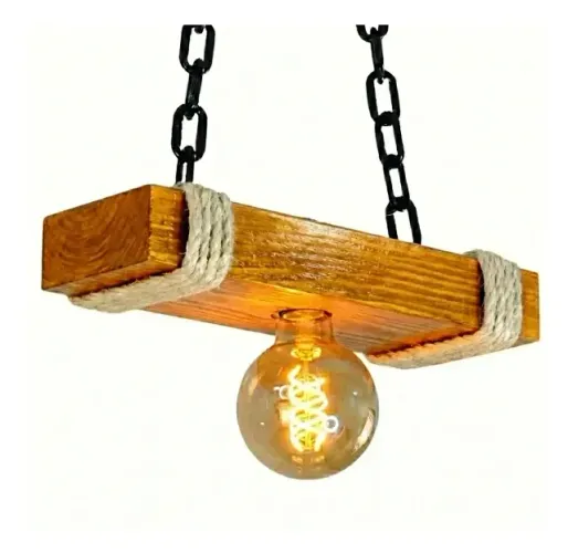 Luminária Rustica Pendente 1 Lâmpada Lustre De Teto Caibro 127/220v Marrom