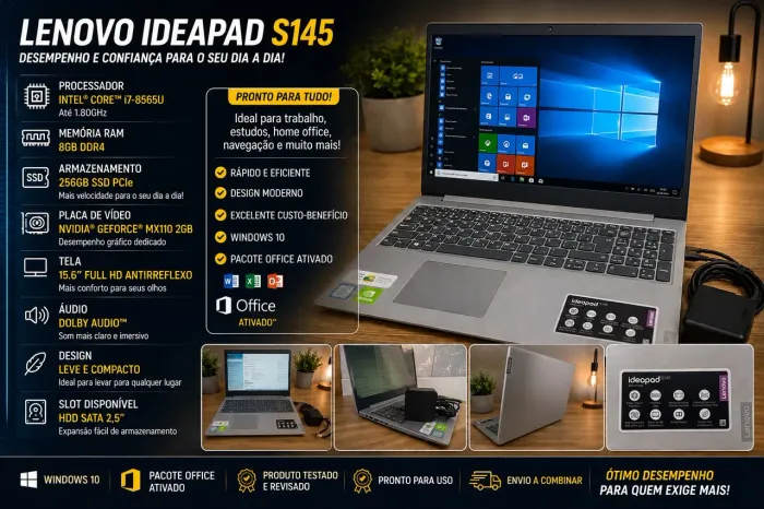 Notebook i7 8° Geração. / SSD NVME 256GB / DDR 4 8GB
