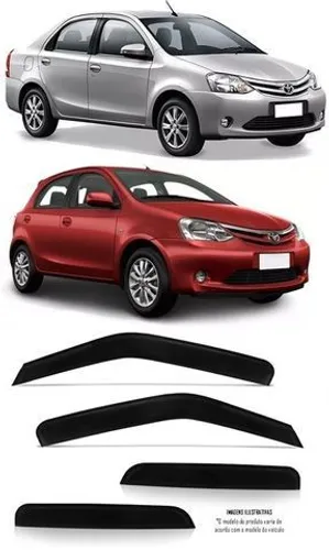 Calha Chuva Defletor Toyota Etios Hatch e Sedan 2012 ate 2020 4 portas