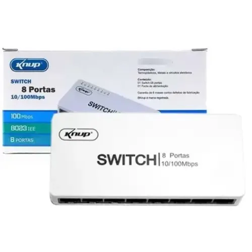 Switch 8 Portas 10/100 Mbps (Novo)