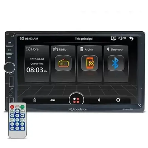 Central Multimídia Carro Universal 7'' MP5 S/TV 1DIN - Roadstar - Rs401br