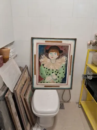 Quadro pintura a oleo decada de 80