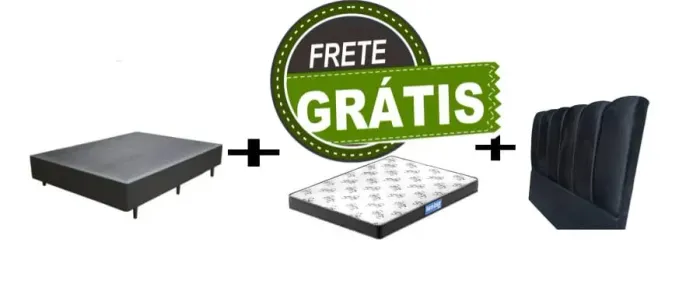 Frete Grátis! Base Box Casal + Colchão D33 14cm + Cabeceira