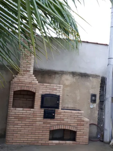 Churrasqueira forno e fogão tijolo claro