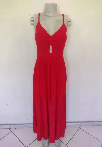 Vestido longo vermelho com bojo Tamanho único