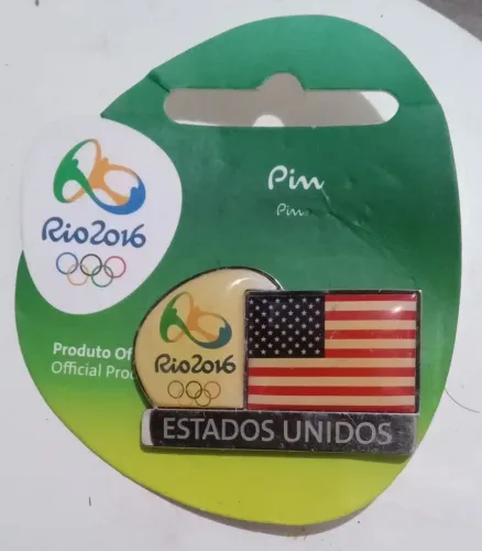 Kit de 3 Pins da Rio 2016 - Estados Unidos, Voluntário da Rio 2016 e Chile