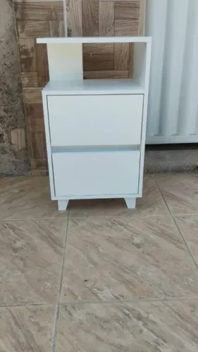 Mesa de Cabeceira Branca 2 Gavetas