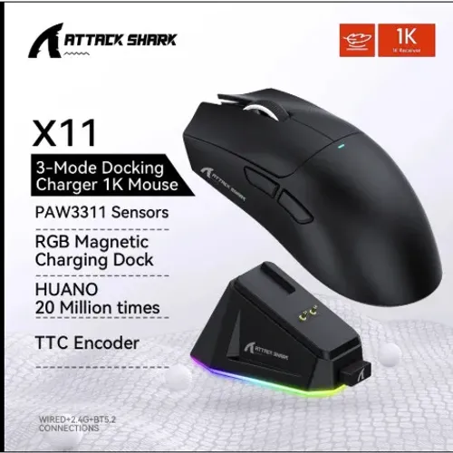 Mouse Gamer Attack Shark X11 Tri Mode 22000 Dpi