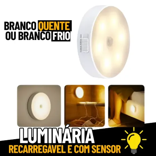 Luminária 8 Led Spot Sensor Presença Inteligente Quente ou Frio _ CS473