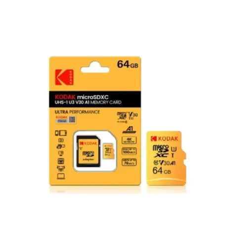 CARTÃO DE MEMORIA 64 GB SD 100MBPS 4K V30 CLASSE 10 KODAK