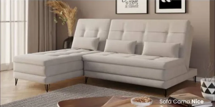 Sofá Cama Nice com Chaise - Entrega Rápida 