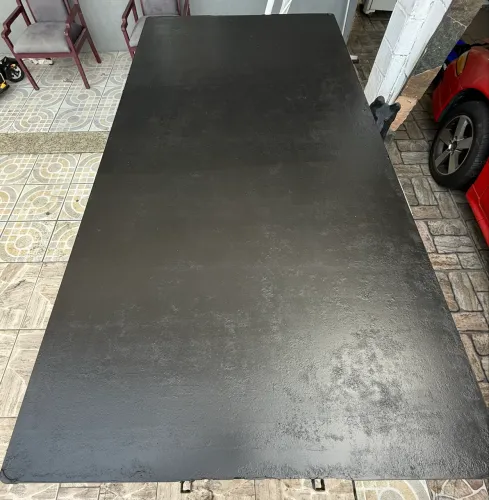 Mesa grande inox com tampo de ferro