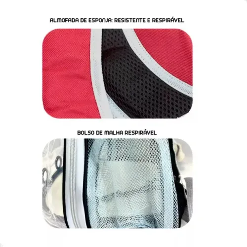 mala mochila para transporte pet namc73 napoles 44x32x18cm-vermelho