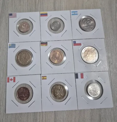 Moedas Estrangeiras Sem Repetição Com Bandeiras