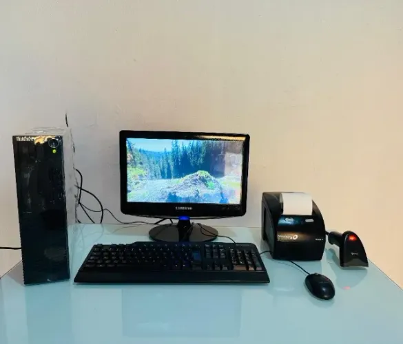Kit PDV Caixa com 1 computador completo, 1 impressora de cupom, 1 leitor de codigo barras