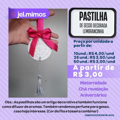 Pastilhas Decorativas de Gesso para Lembrancinhas