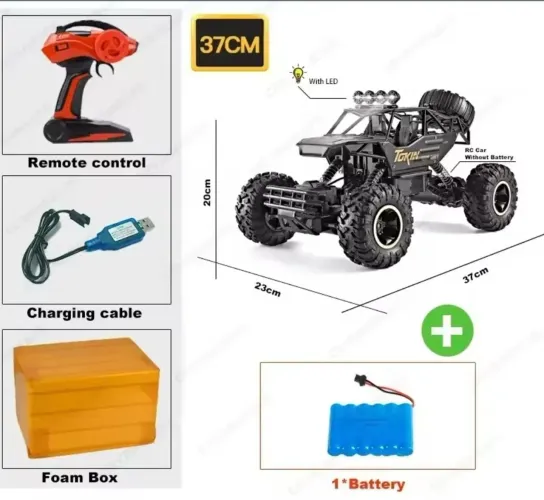 Carro de Controle Remoto 4x4 Off-Road - 37cm - LED - Brinquedo para Crianças
