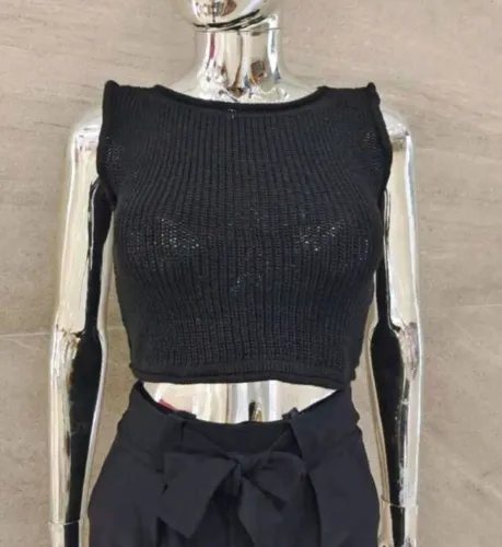Colete Tricot Preto Elegante