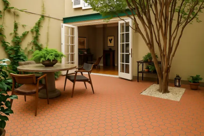 Piso Ceramico Rustico Hexagonal Terracota 