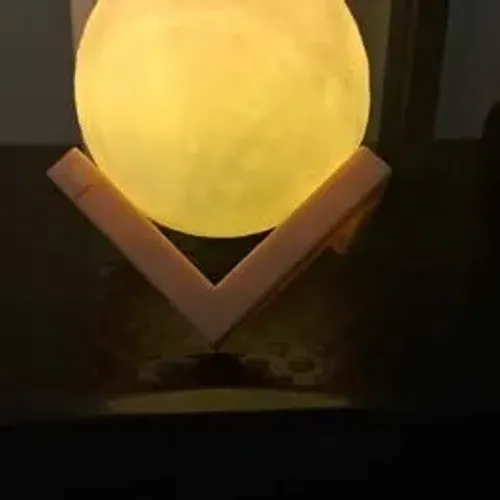 Lua led luminaria amarelo a bateria 8cm de diâmetro com suporte novo