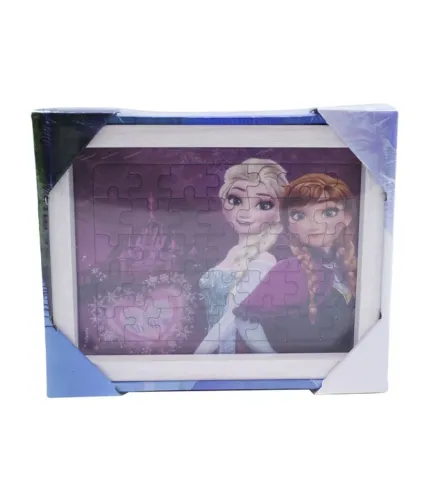 Porta Retrato Quebra Cabeça Anna & Elsa Frozen 15X19cm - Disney