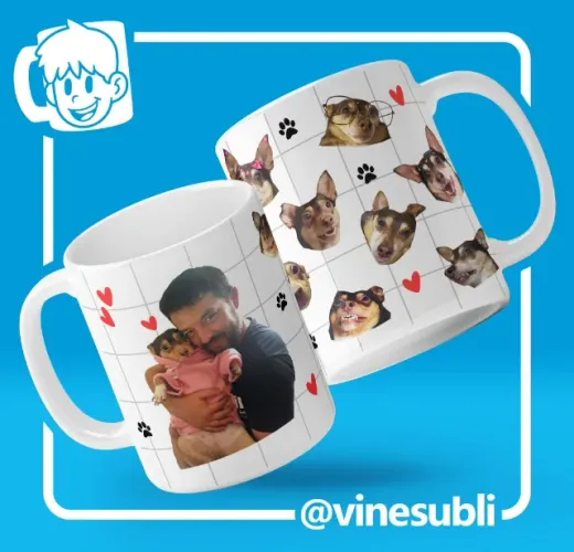Caneca Personalizada com Foto, Rostinhos - Pet, Bebê, Casal, Amigo + Nome