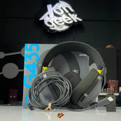 Headset Gamer G435 Sem Fio Preto - Logitech | Som Atmos | Leveza Máxima para Jogar!