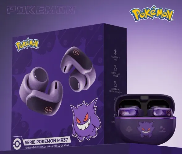 Fone de Ouvido Bluetooth Pokémon Gengar MR37 Sem Fio TWS