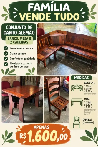Canto Alemão com banco, mesa e cadeiras