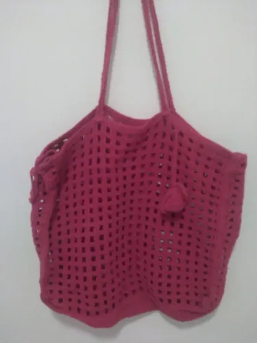 Bolsa de CROCHÊ  de ombro na cor Pink seminova no Precinho 