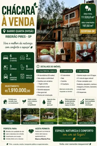 Imóvel para venda tem 197 metros quadrados com 6 quartos em Quarta Divisão - Ribeirão Pire