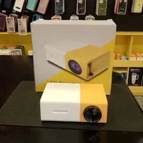 Mini Progetor Portátil Amarelo e Branco Led 1080p com saída HDMI