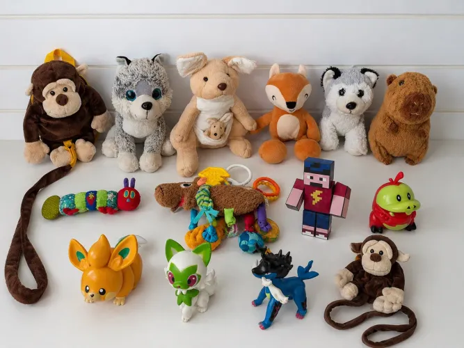 Lote 13 peças de Brinquedos e Pelúcias 