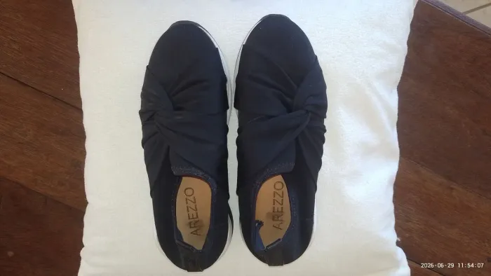 Tênis Slip On Arezzo Preto Nó Tamanho 35 - Super Confortável