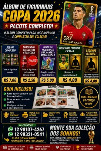 Kit figurinhas da copa do mundo 2026 pronta para impressão