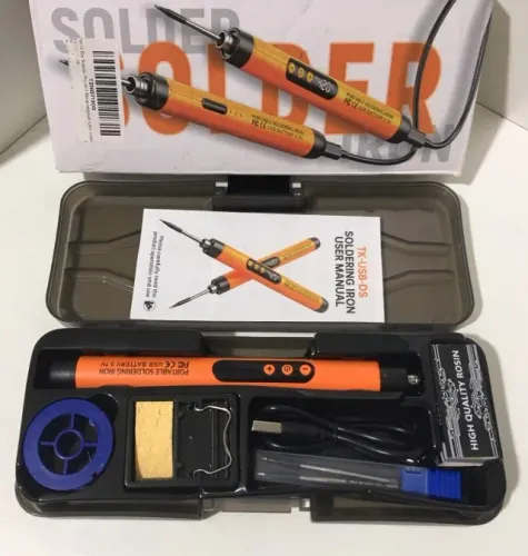 Ferro de Solda sem Fio Digital 3 Pontas Profissional Ajustável com Carregamento USB