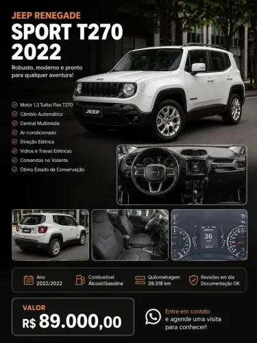 Jeep Renegade Sport T270 1.3 TB 4X2 Flex Aut. 2022