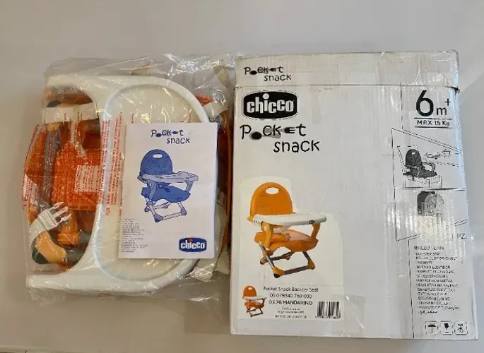 Cadeira de Alimentação Portátil Chicco Pocket Snack Mandarino - Com Caixa e Manual