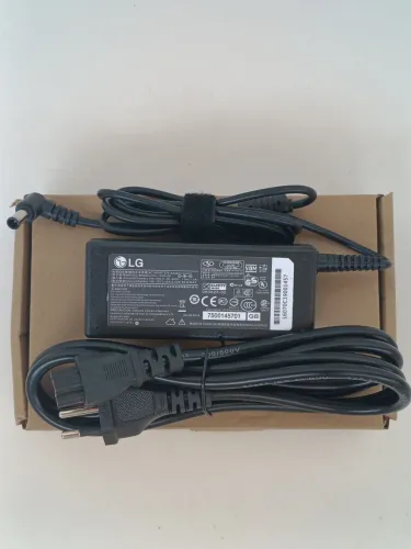 Fonte Carregador LG Notebook e Monitor 19V 3.42A 65W Pino Agulha Redondo Com Cabo Força<br>