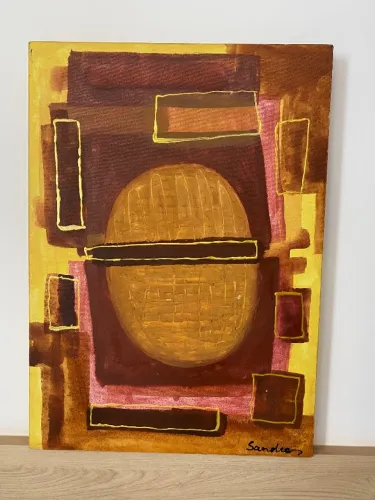 Quadro Decorativo Abstrato Moderno Tons Terrosos - 50x70