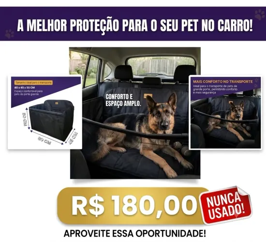 Assento para Transporte de Gatos ou Cães em Carro - Porte Grande | Space Preto Petizada